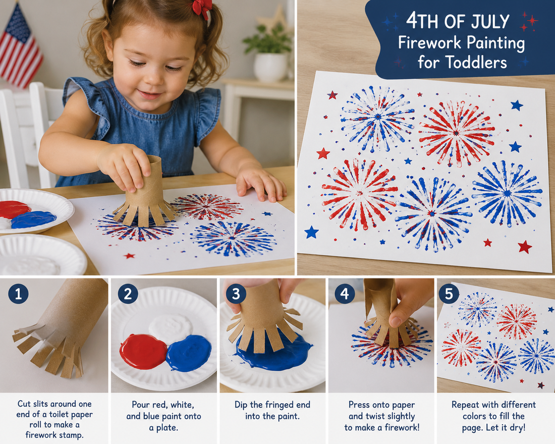 Easy 4th of July Firework Painting Activity for Toddlers