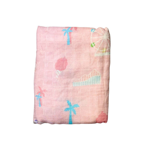 Swaddle blanket with Santa Monica Pier pattern